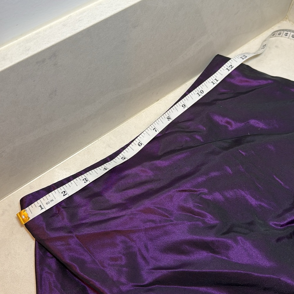 Vintage MAX STUDIO Designer Silk Retro Iridescent Purple/Black Maxi Skirt Size 8 - Picture 9 of 9